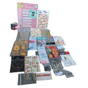 Scrapbooking & Craft Supplies Bundle - Stickers Laser Borders Embellishments Rib